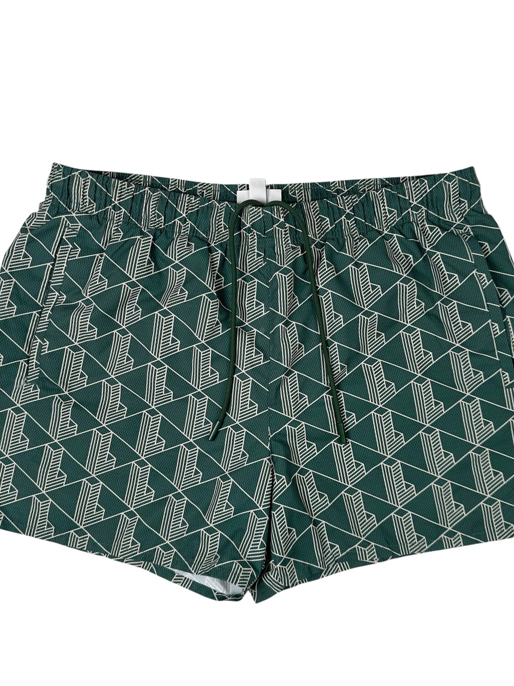 Lacoste Live Mens Monogram Print Swim Shorts Green Size Medium